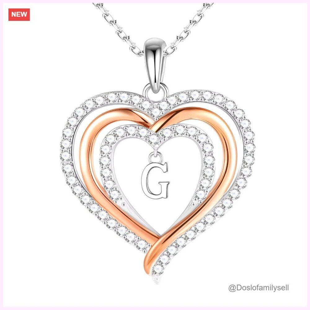 Sterling Silver Initial Heart Necklace Elegant Minimal Chic Gift for Her